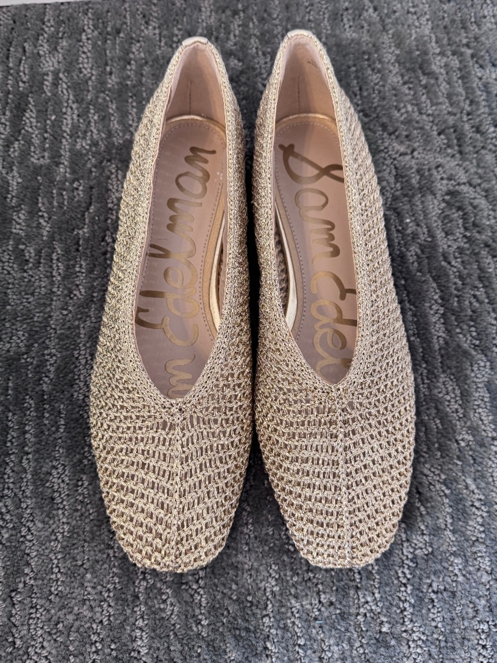 Sam Edelman Kasey Knit Gold Ballet Flats